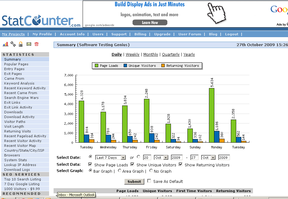 A live screenshot of www.statcounter.comis