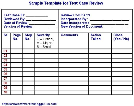 Test Case Review Template